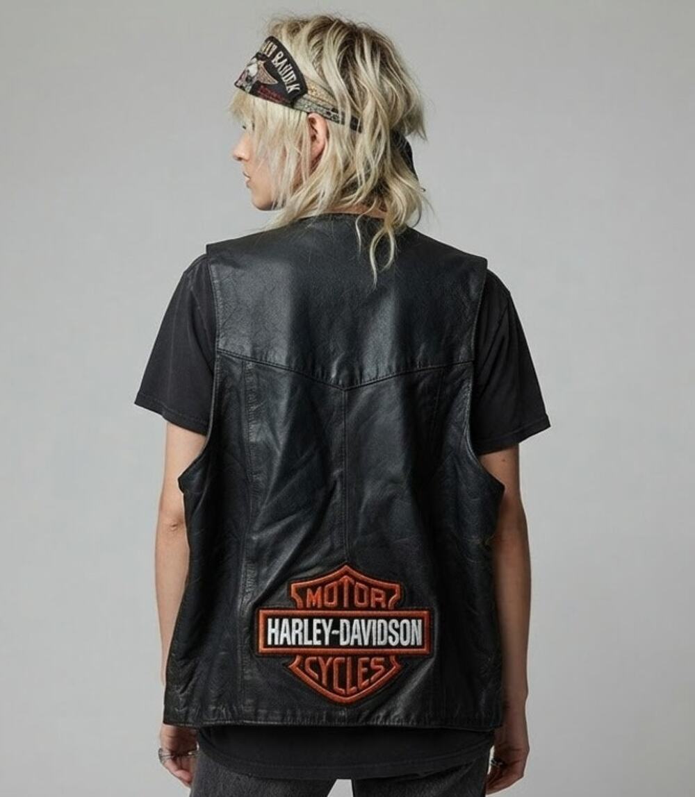 Y2K Era Harley Davidson Patched Hot Leathers Vest